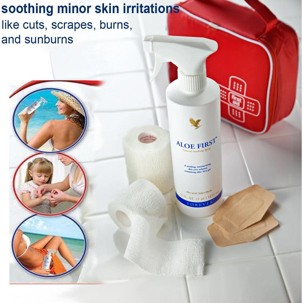 Paquete Alivio Quemaduras Solares Aloe First 500 mL + Gel 20 mL