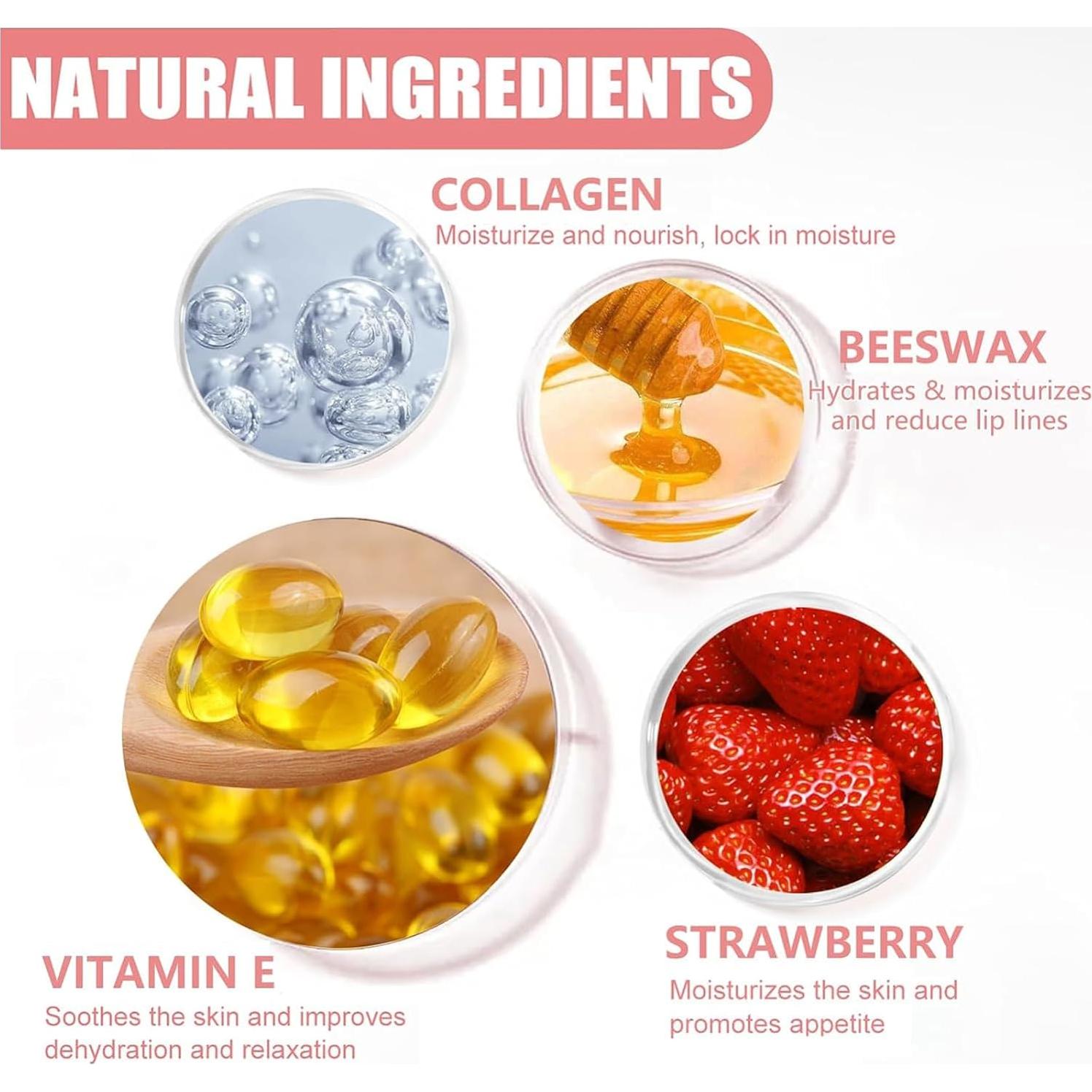 Mascarilla Labial Hidratante Qawnfy - 4 Piezas Fresa y Miel