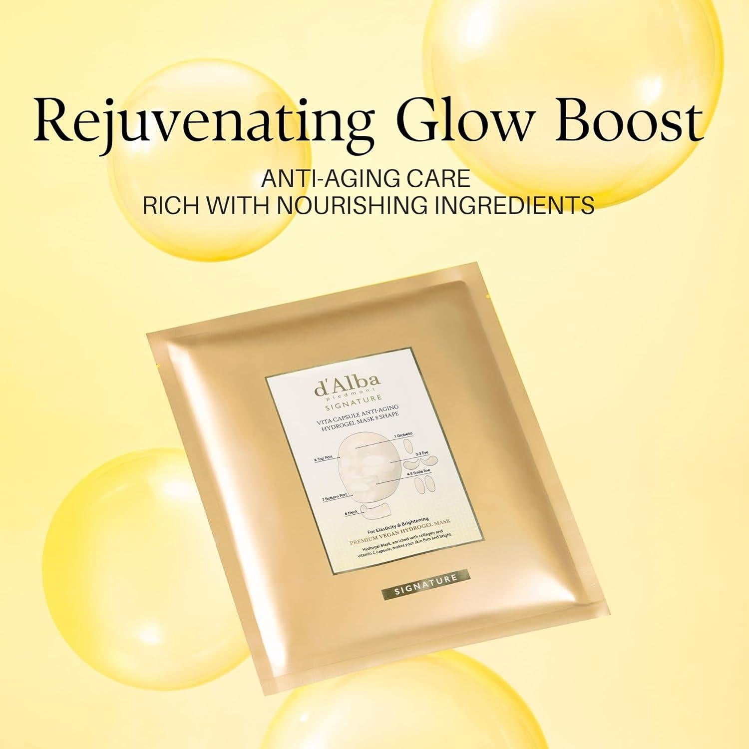 Máscara de Hidrogel d'alba Piedmont 8-Shape 4 Hojas