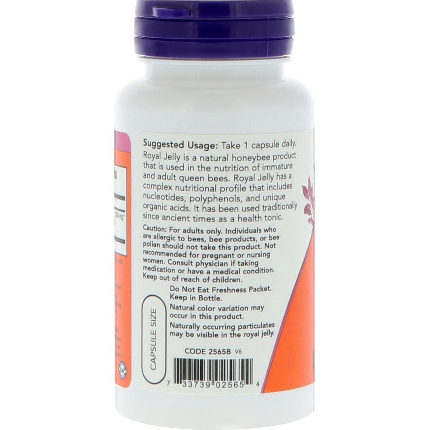 Jalea Real 1500 mg NOW Foods 60 cápsulas Sin Gluten