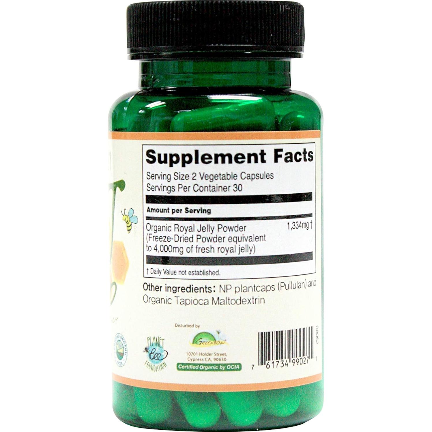 Jalea Real Orgánica Greenbow 2000mg - 60 Cápsulas Veganas