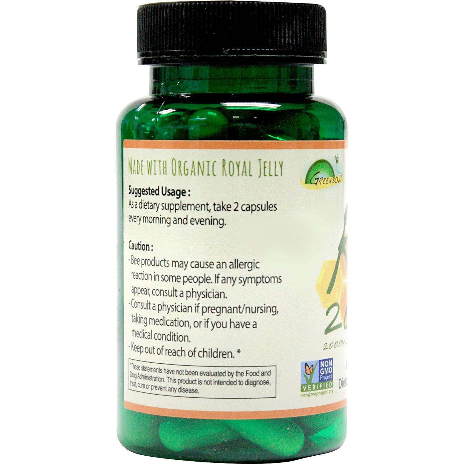 Jalea Real Orgánica Greenbow 2000mg - 60 Cápsulas Veganas