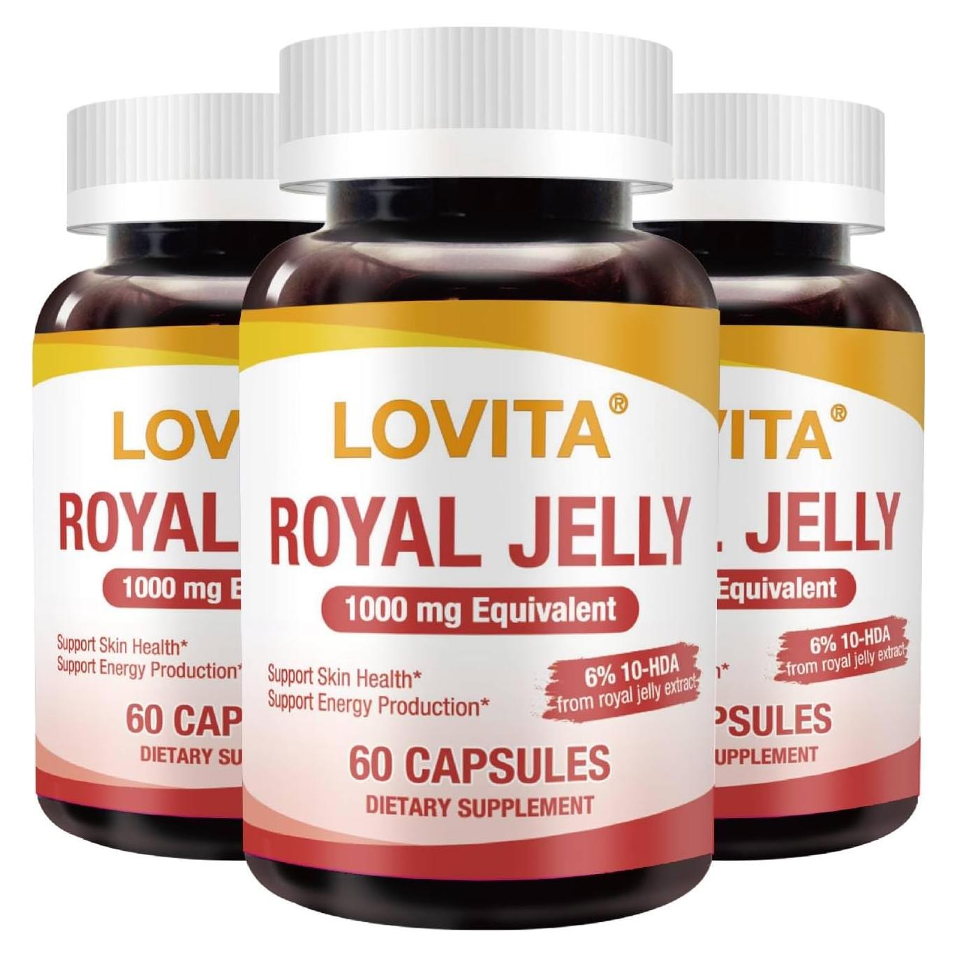 Jalea Real Lovita 333 mg 10-HDA 20 mg 60 Cápsulas Veganas