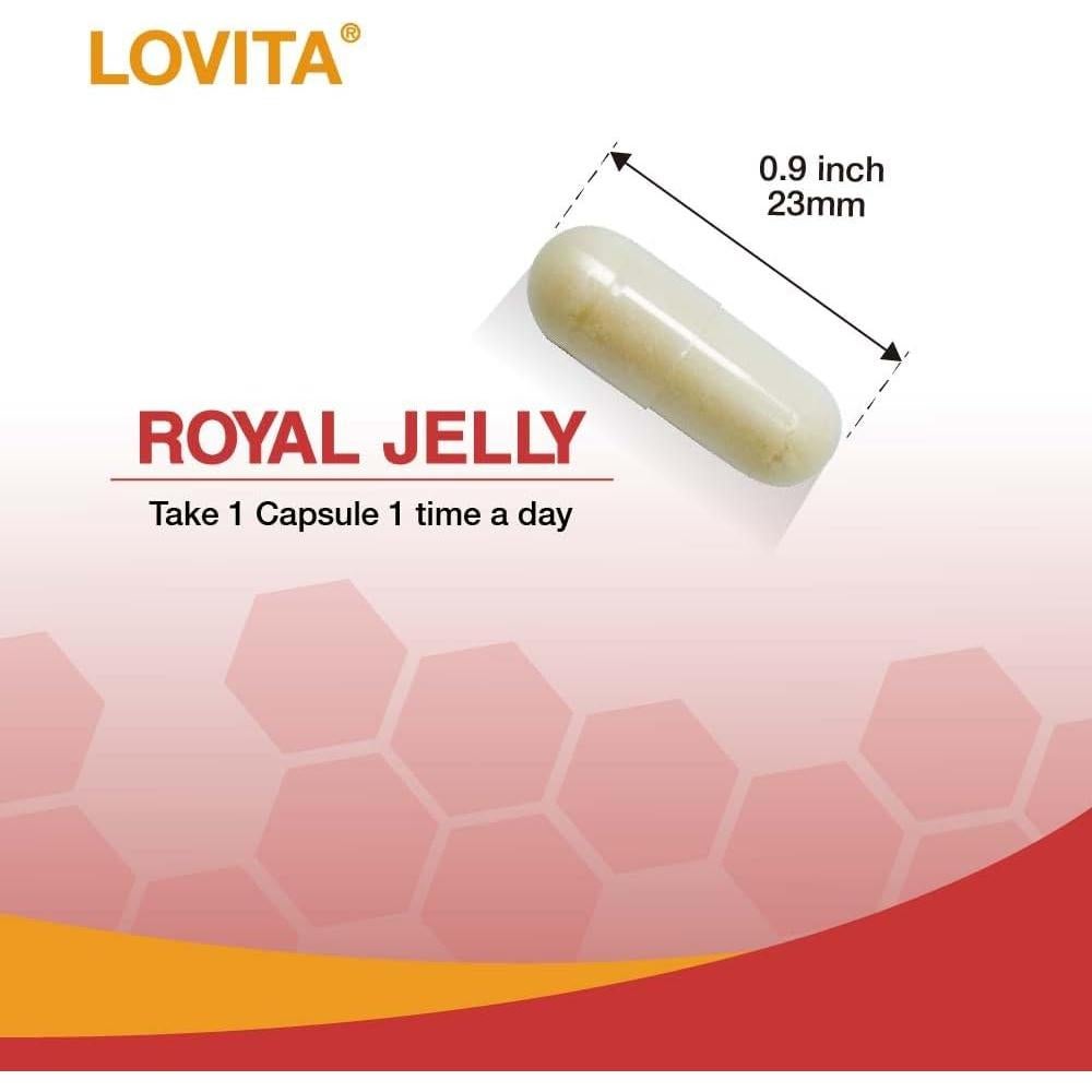 Jalea Real Lovita 333 mg 10-HDA 20 mg 60 Cápsulas Veganas