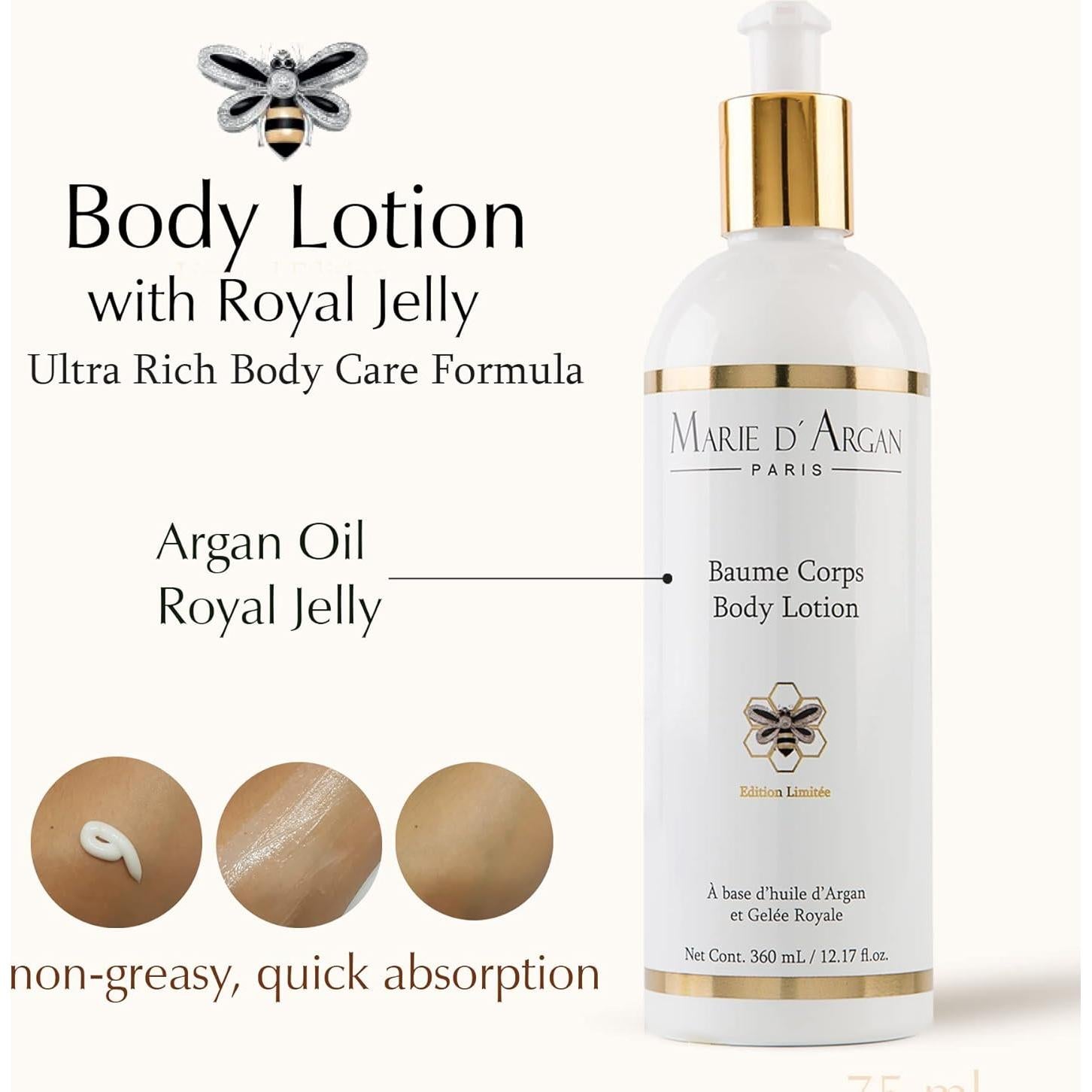 Loción Corporal Marie d'Argan 360 ml con Jalea Real y Vitamina E