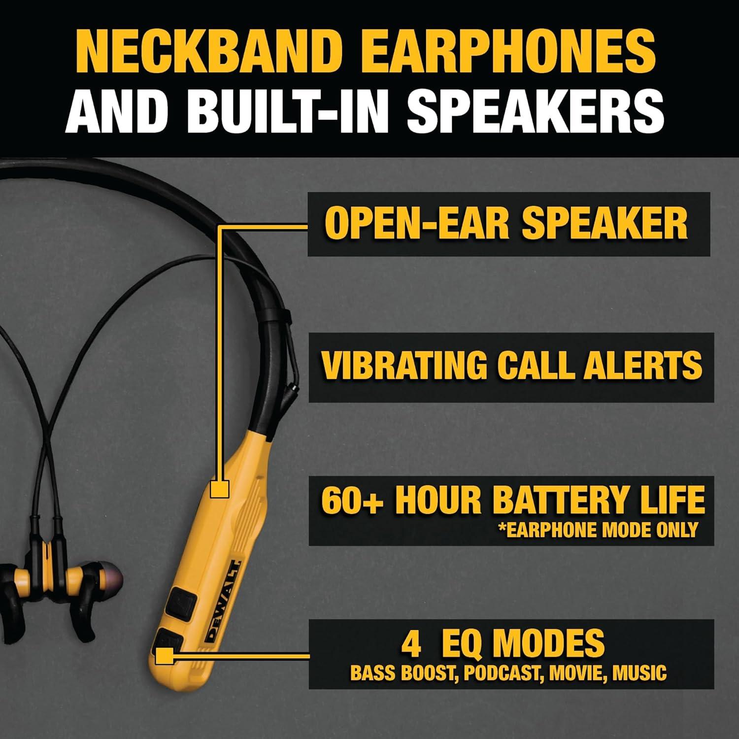 Auriculares Bluetooth DEWALT Jobsite Pro Max 60h Resistencia