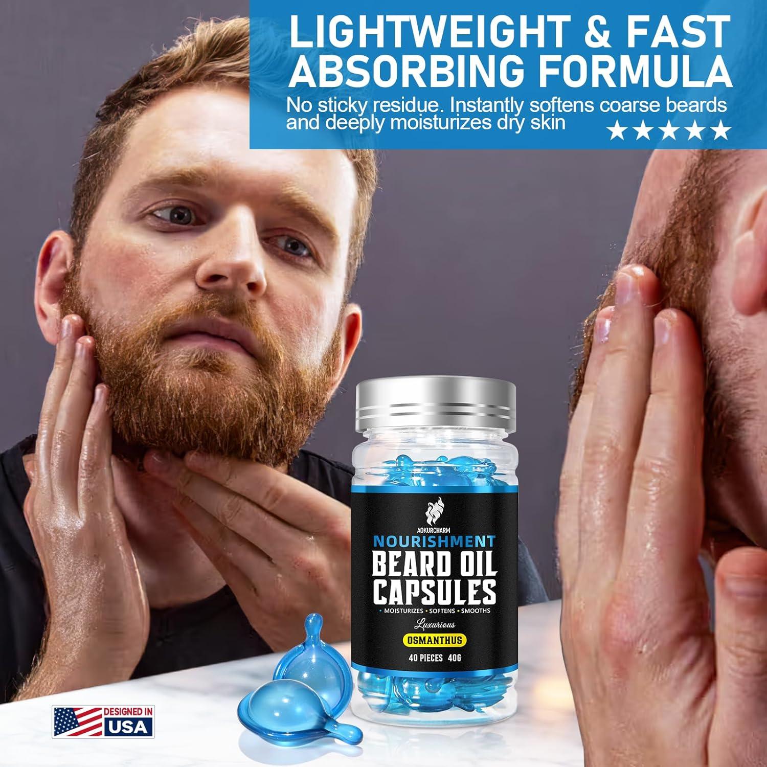 Cápsulas de Aceite para Barba Aokur - Hidratantes y Suavizantes