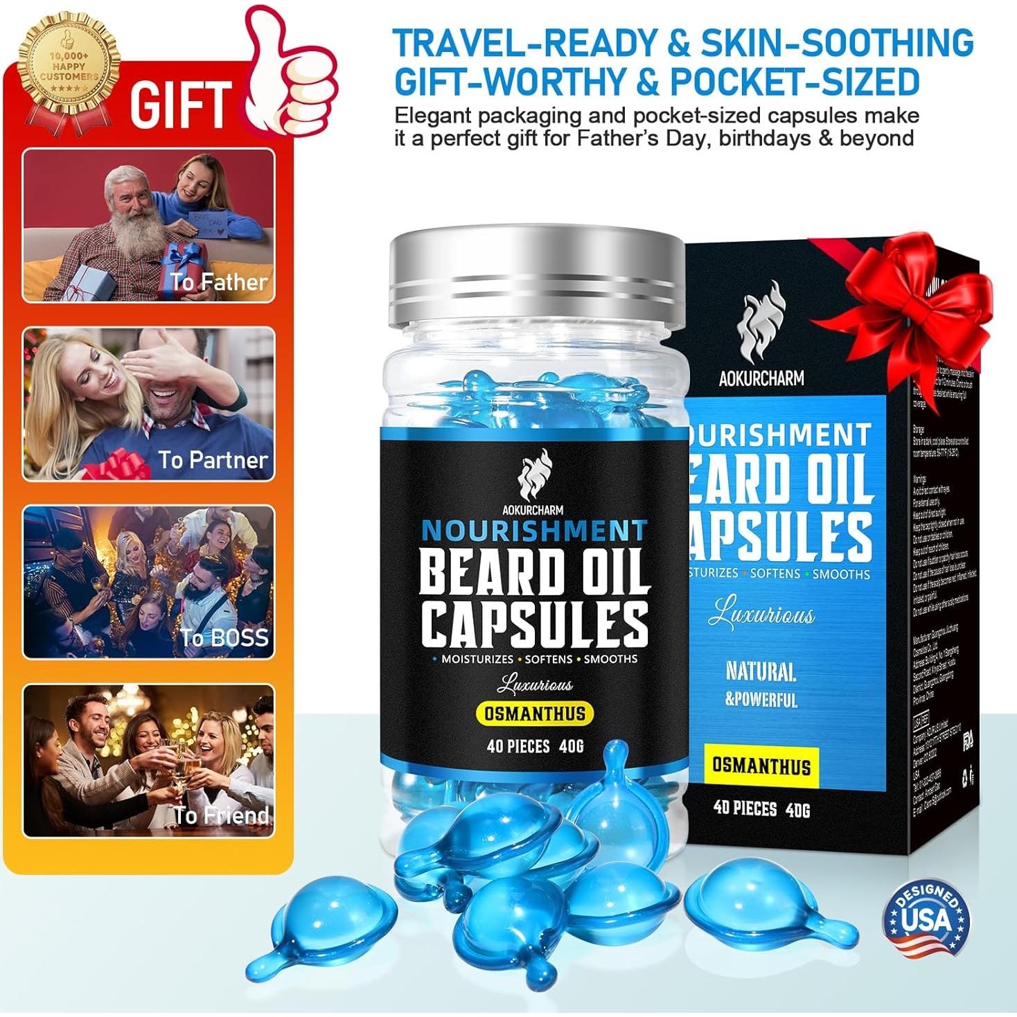 Cápsulas de Aceite para Barba Aokur - Hidratantes y Suavizantes