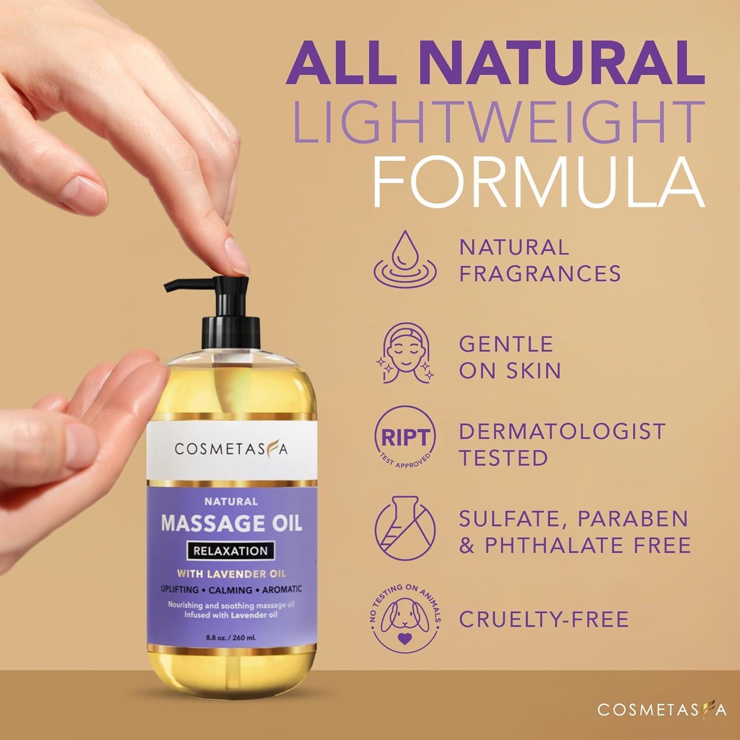 Aceite de Masaje Cosmetasa Lavanda 248 ml - Natural y Terapéutico