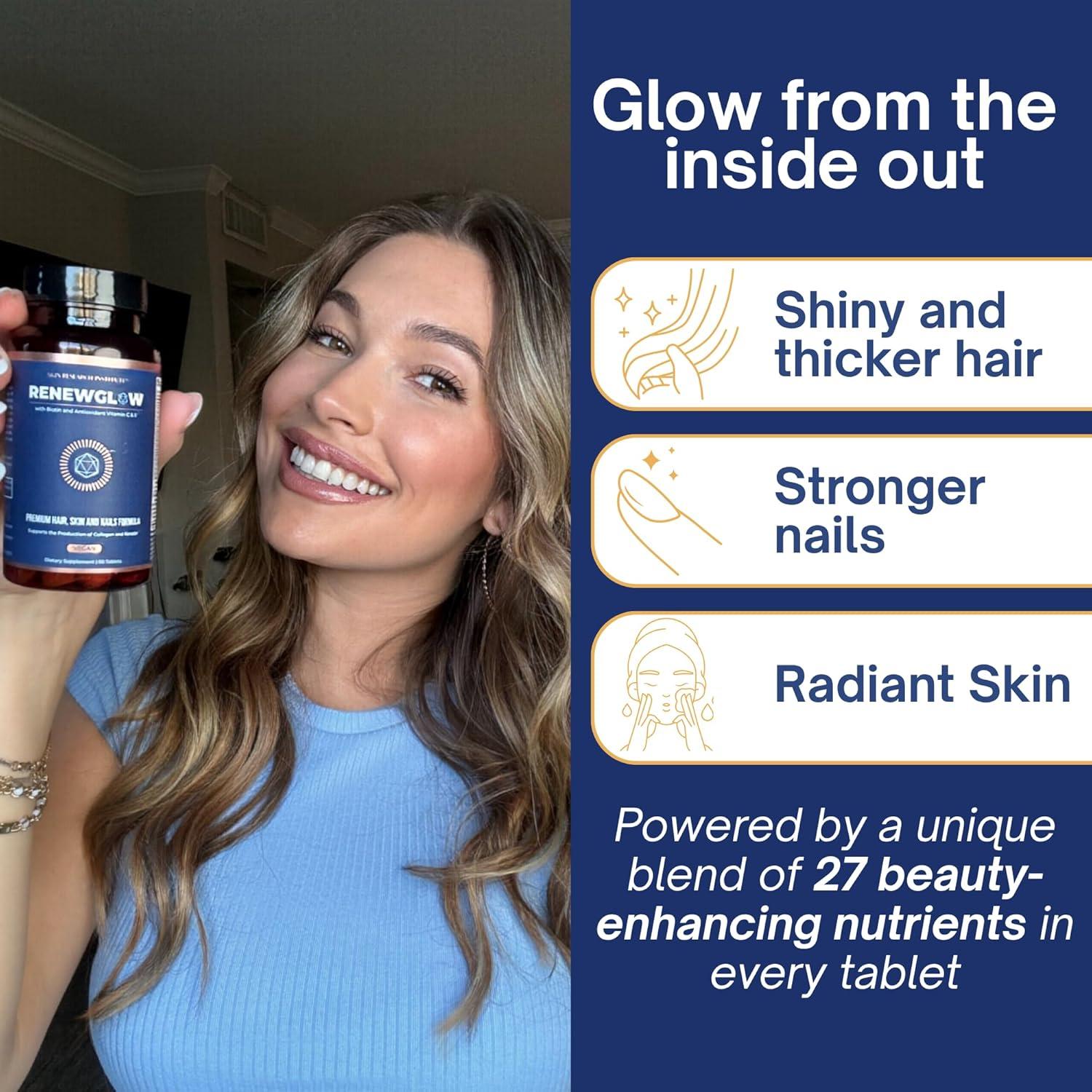 Suplemento de Biotina Renewglow 60 Cápsulas - Piel, Uñas y Cabello