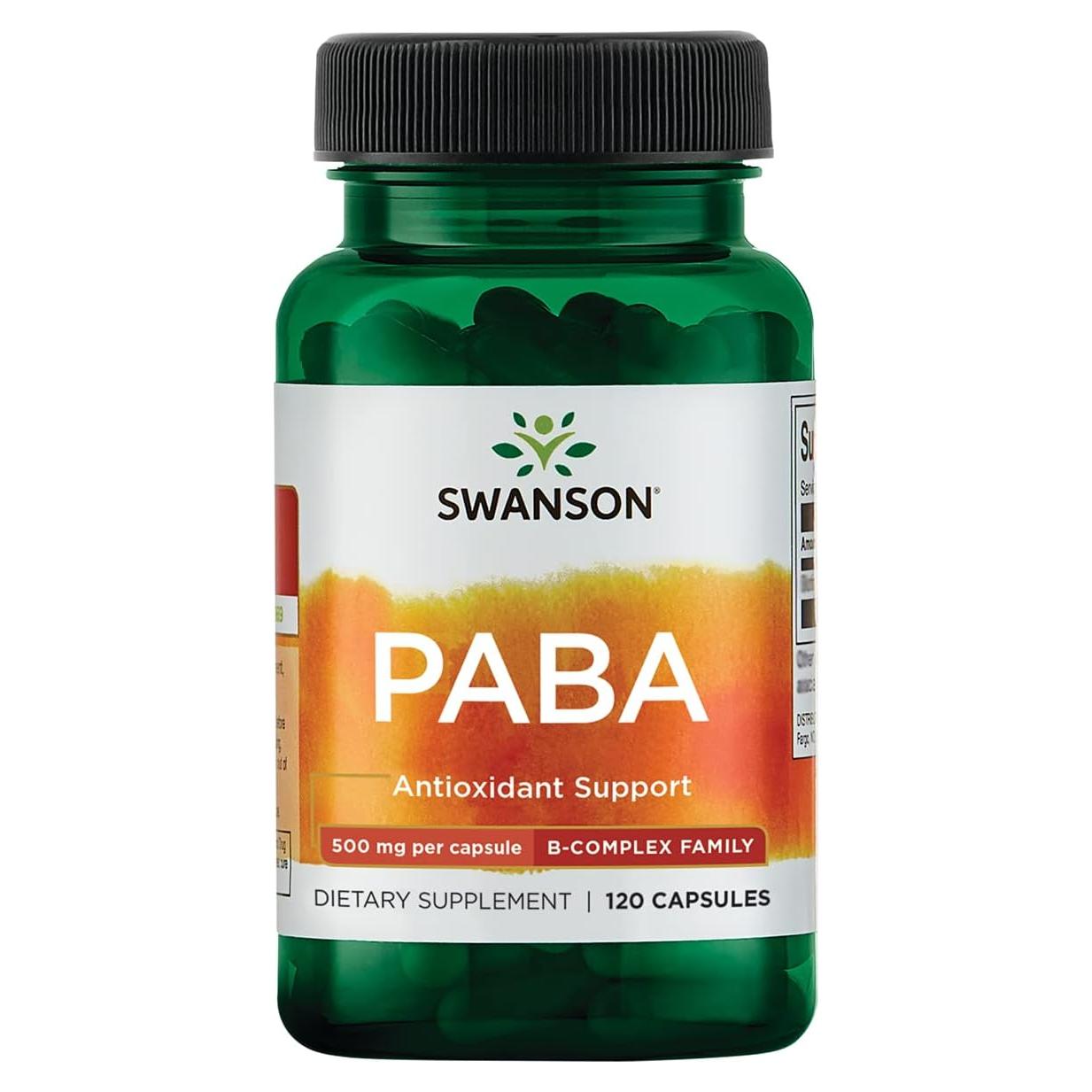Suplemento PABA Swanson - 120 Cápsulas de 500mg - Vitamina B