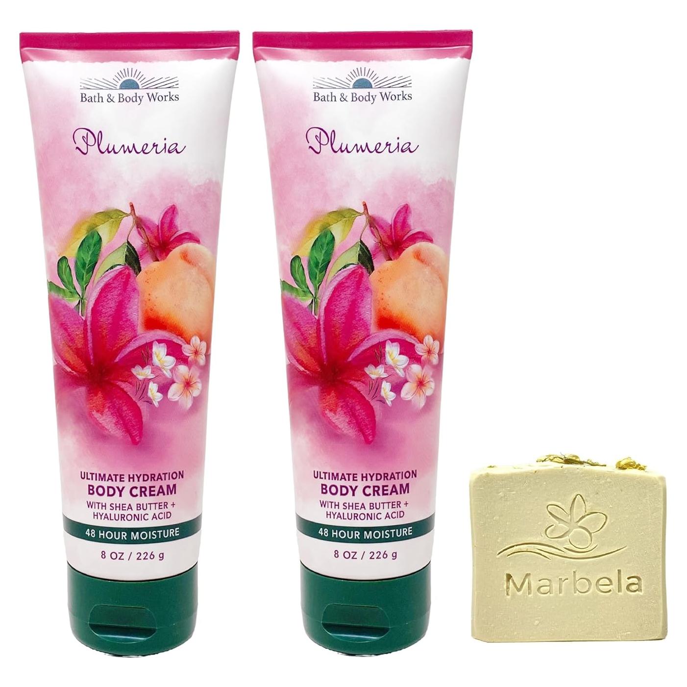 Crema Corporal Hidratante Baño y Cuerpo Trabajos Plumeria - 2 Unidades