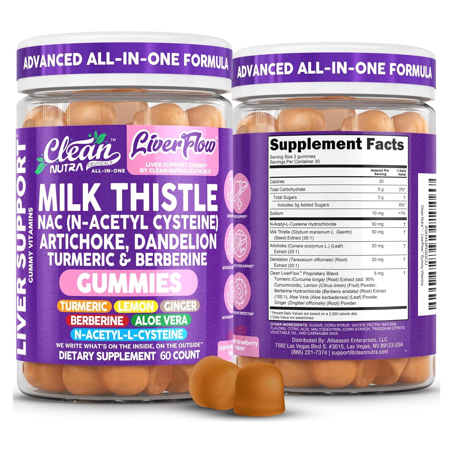 Suplemento Hepático Clean Nutraceuticals Cardo Mariano 60 Gominolas