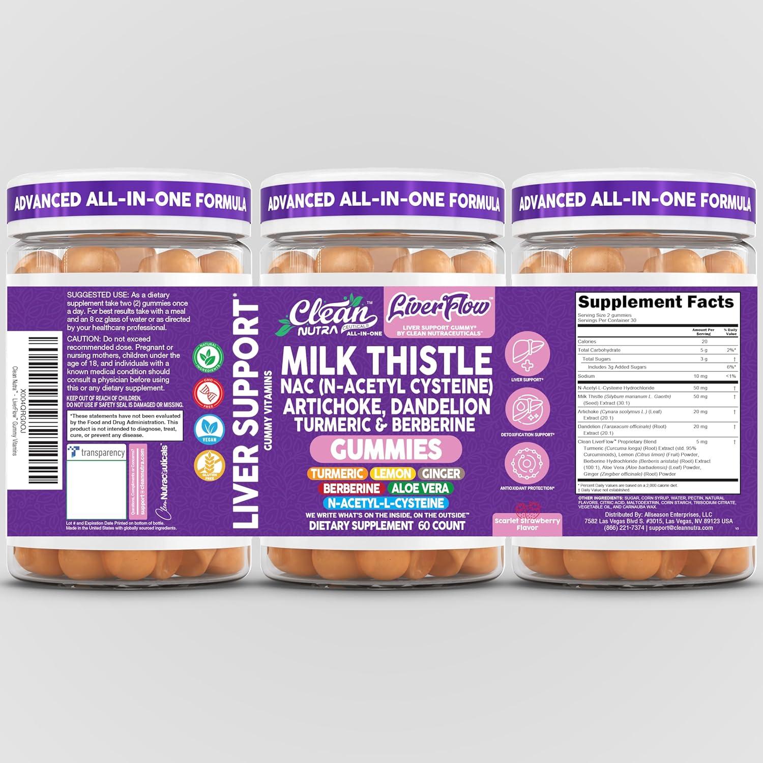 Suplemento Hepático Clean Nutraceuticals Cardo Mariano 60 Gominolas