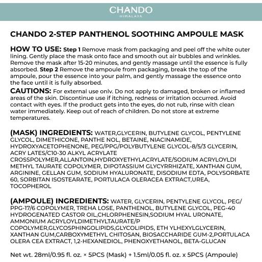 Mascarilla Hidratante Centella Asiática CHANDO 520mg 5Pcs