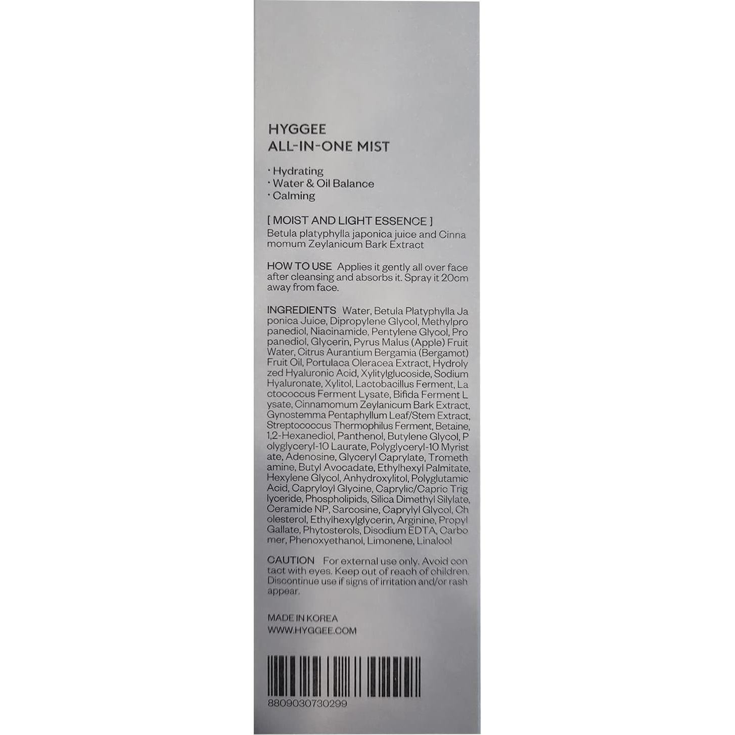 Mist Hidratante Todo en Uno Hyggee 100 ml - Probioticos y Savia de Abedul