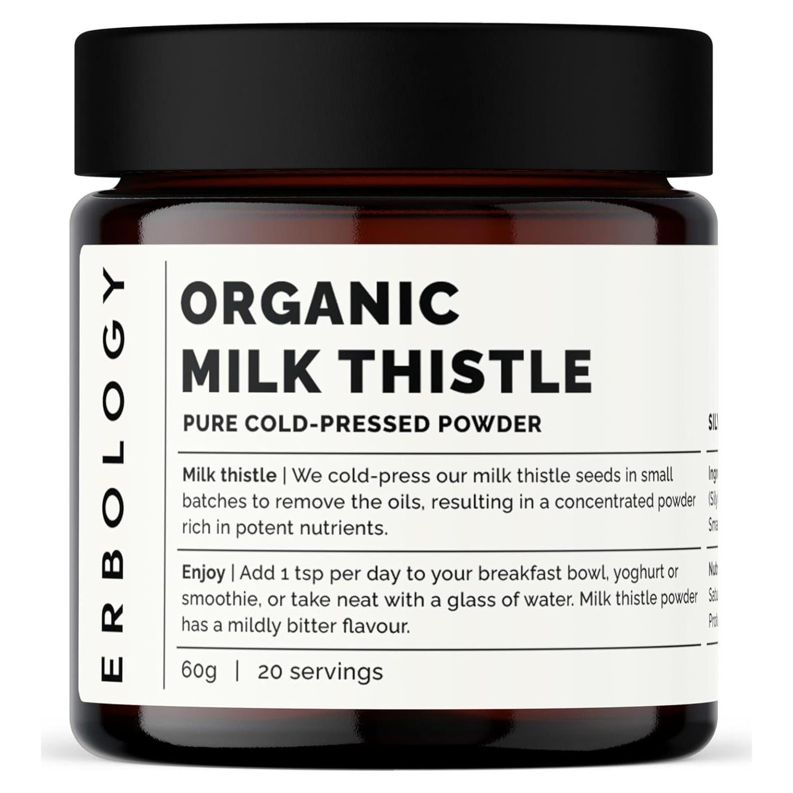 Polvo de Cardo Mariano Orgánico Erbology 60 g - 180 mg Silymarina