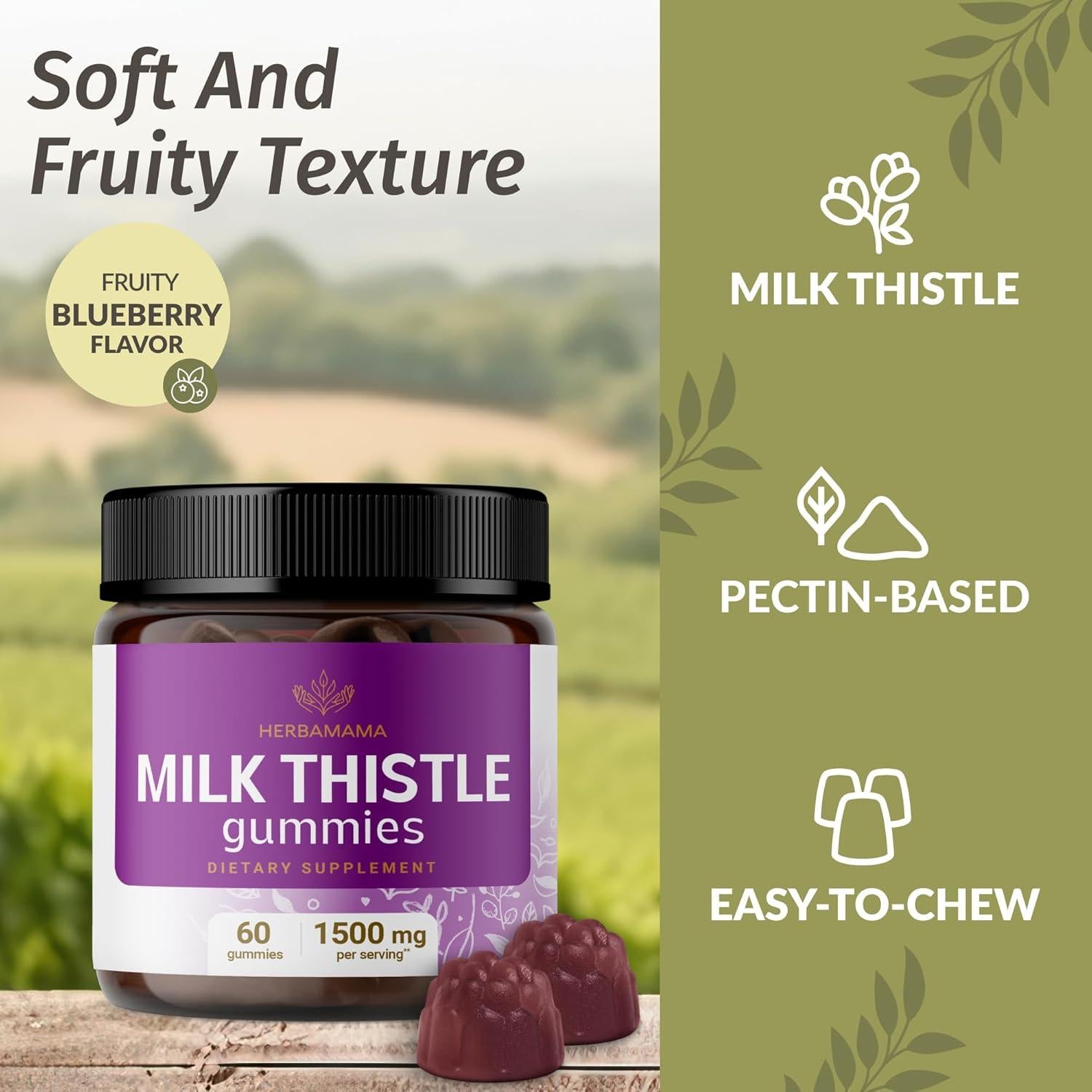 Gominolas de Cardo Mariano HERBAMAMA 1500mg 60 Unidades