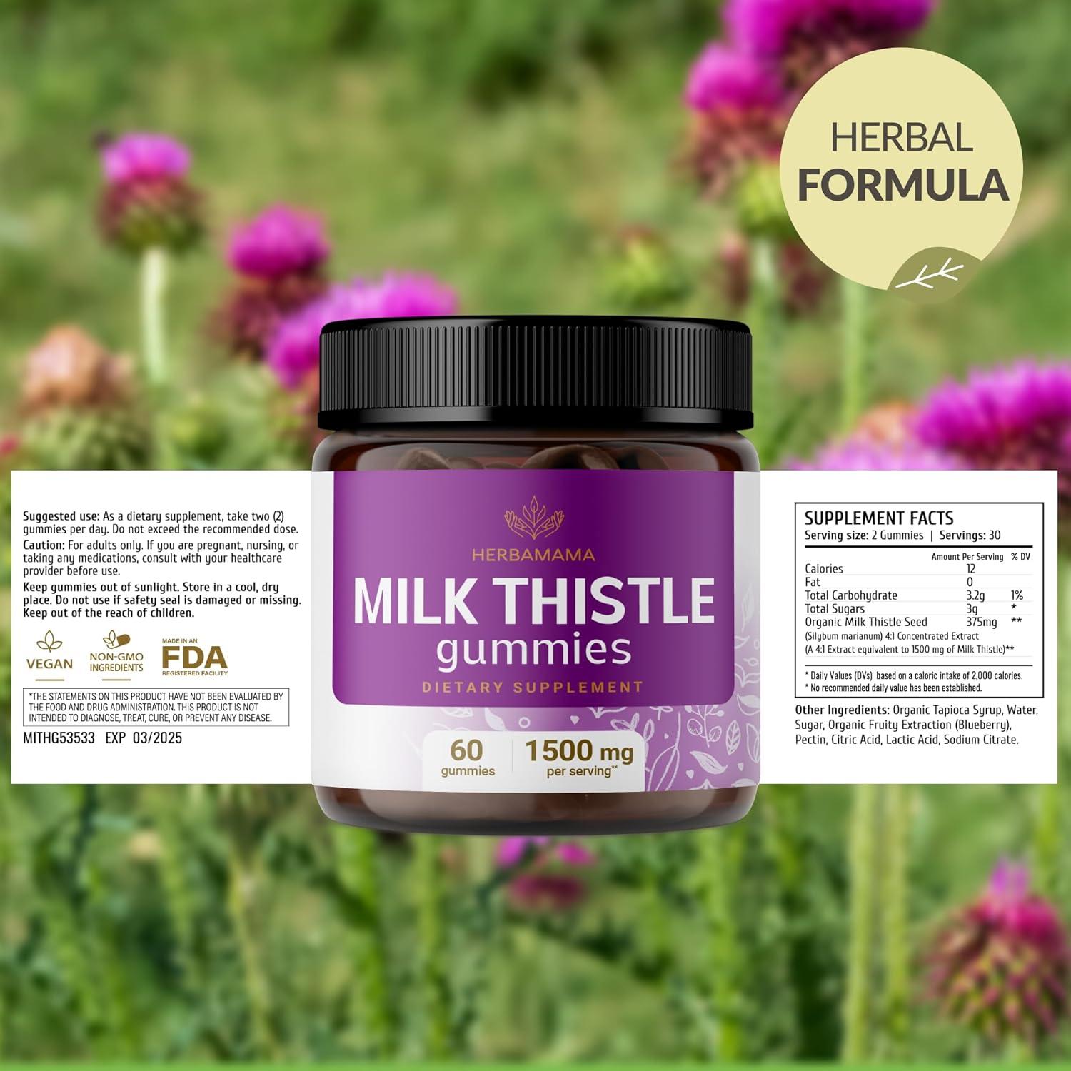 Gominolas de Cardo Mariano HERBAMAMA 1500mg 60 Unidades