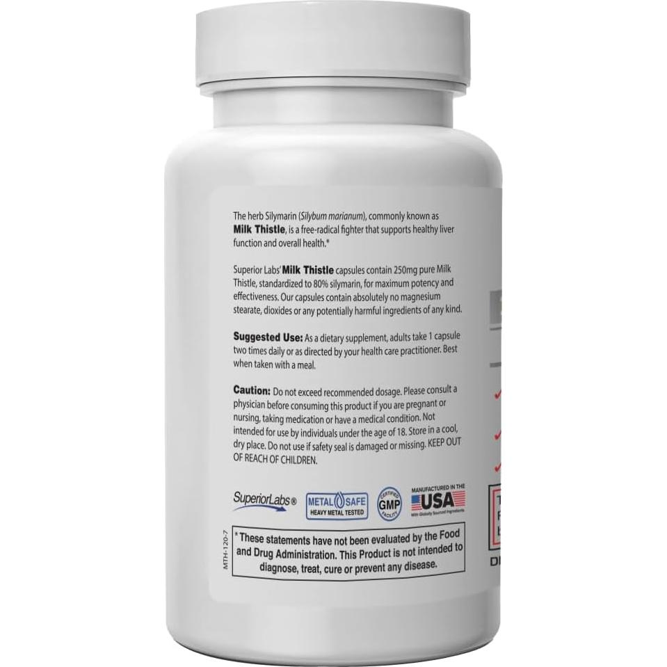 Cardo Mariano Superior Labs 250mg - 80% Silymarina - 120 Cápsulas
