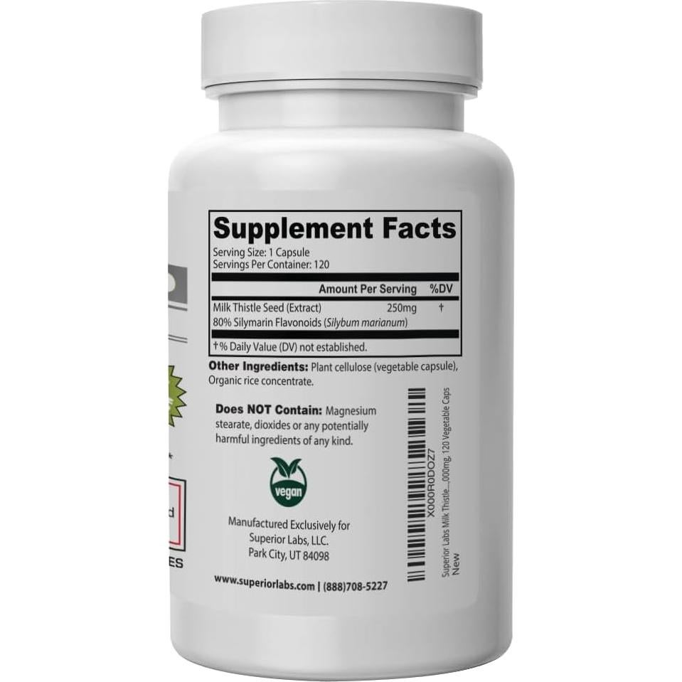 Cardo Mariano Superior Labs 250mg - 80% Silymarina - 120 Cápsulas