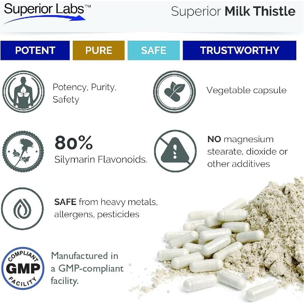 Cardo Mariano Superior Labs 250mg - 80% Silymarina - 120 Cápsulas