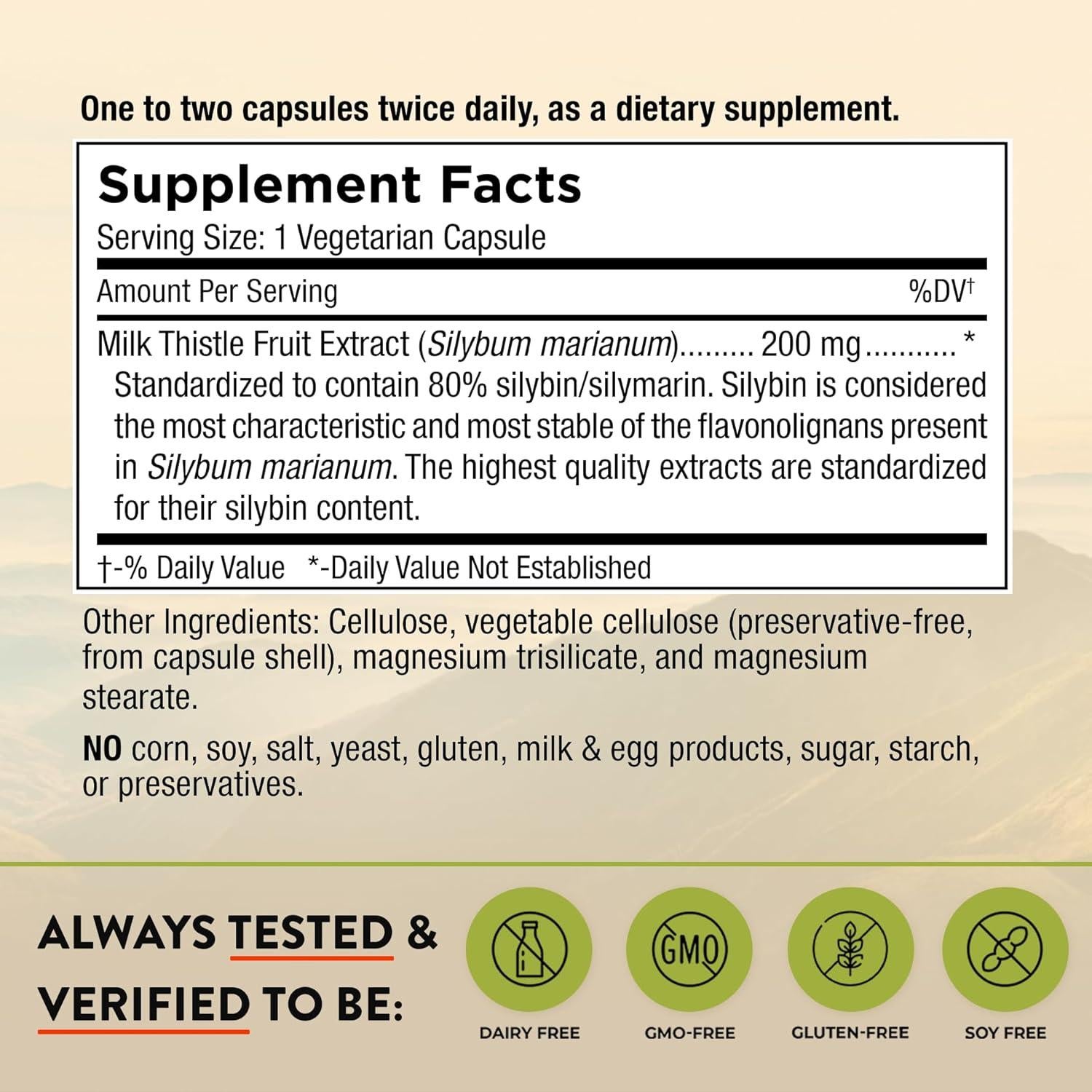 Suplemento Cardo Mariano Mt. Angel Vitamins 200mg - 60 Cápsulas