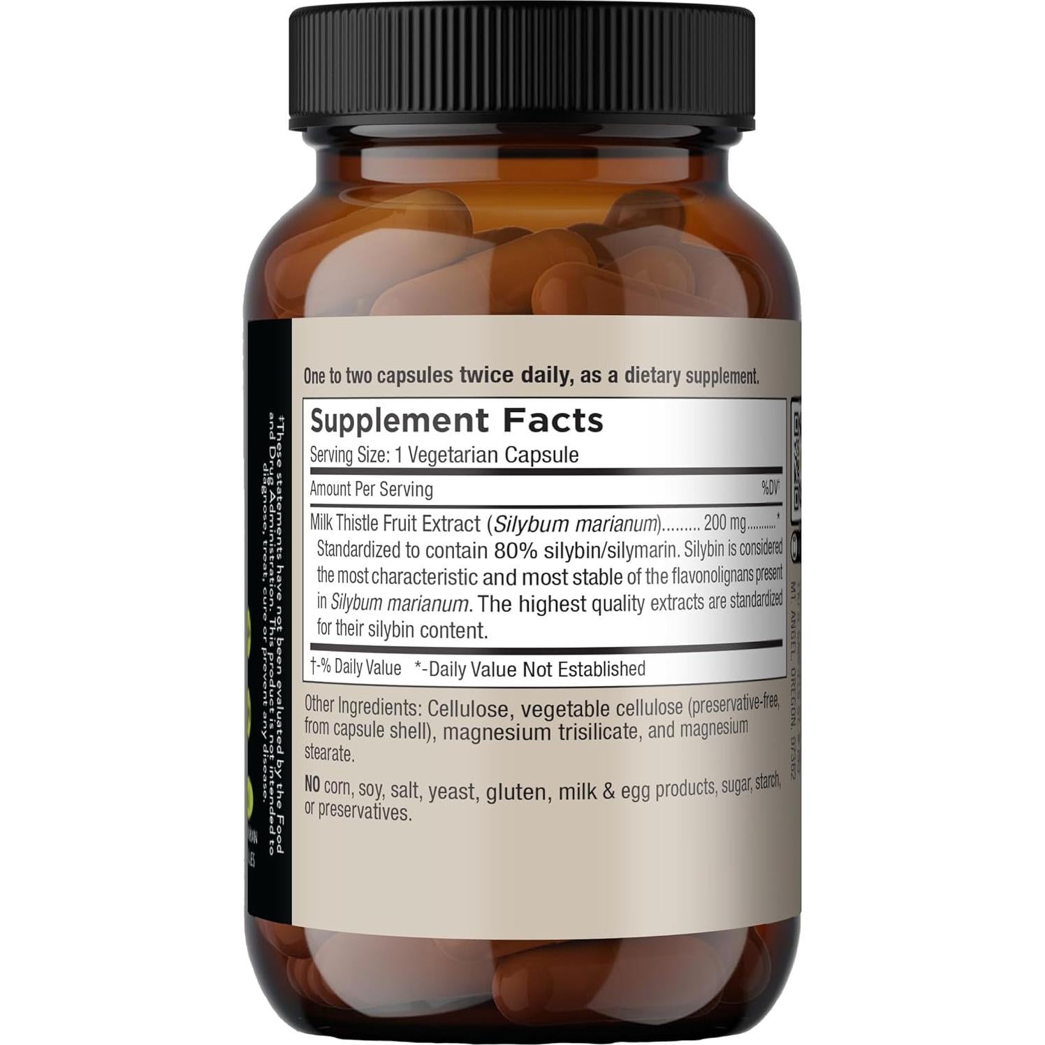 Suplemento Cardo Mariano Mt. Angel Vitamins 200mg - 60 Cápsulas