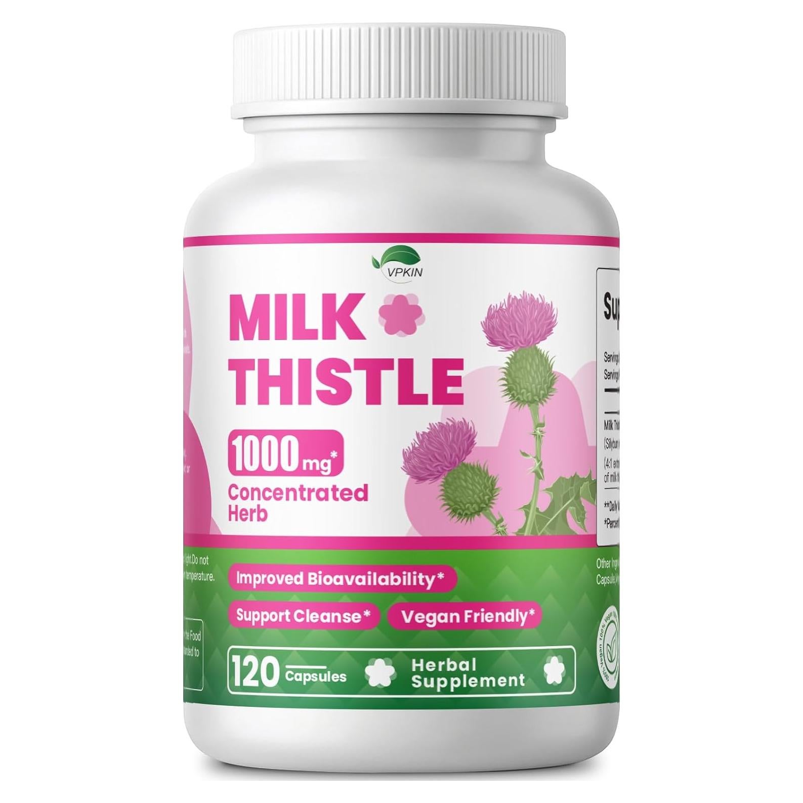 Suplemento Cardo Mariano VPKIN 1000mg 120 Cápsulas Veganas