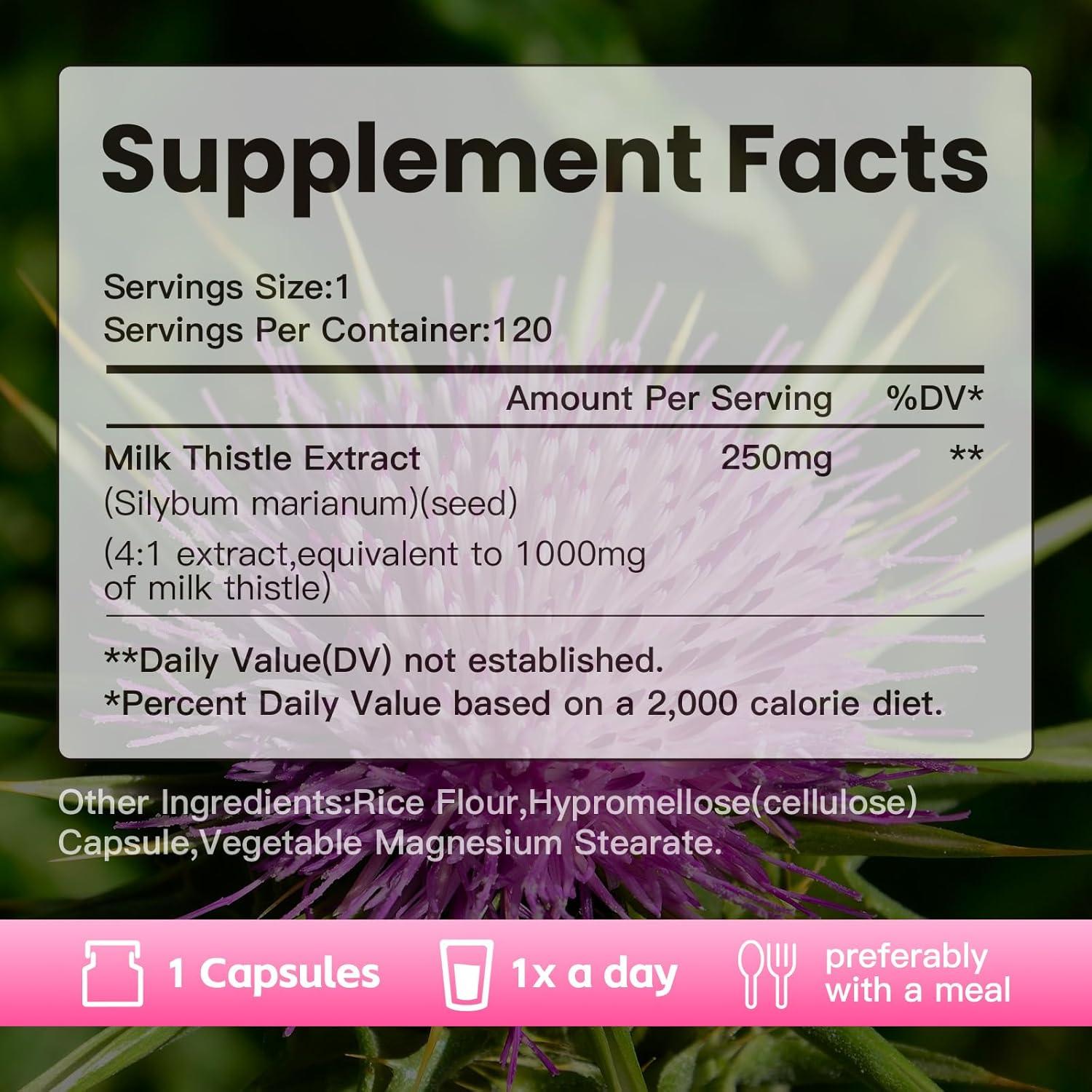 Suplemento Cardo Mariano VPKIN 1000mg 120 Cápsulas Veganas