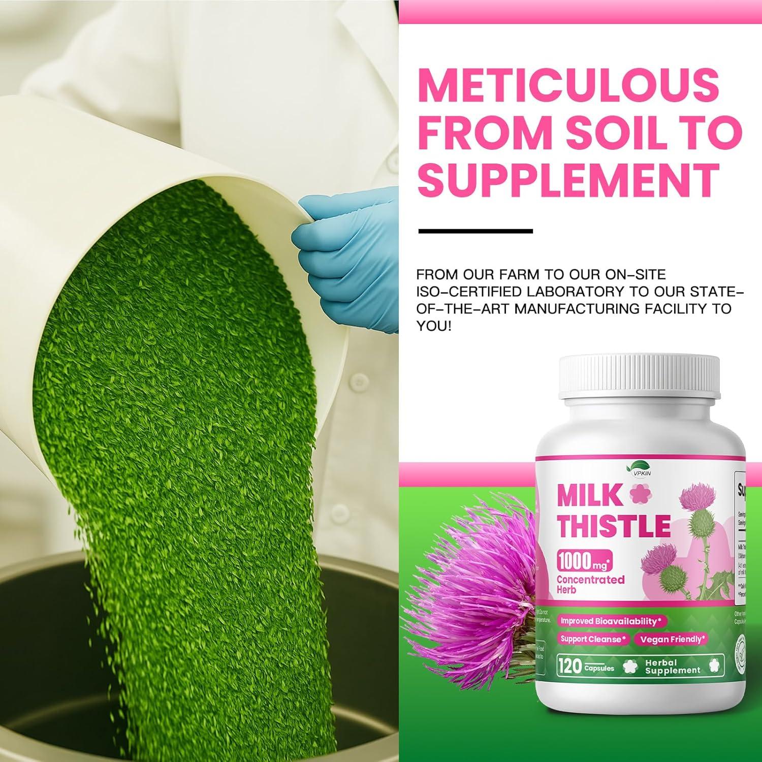 Suplemento Cardo Mariano VPKIN 1000mg 120 Cápsulas Veganas