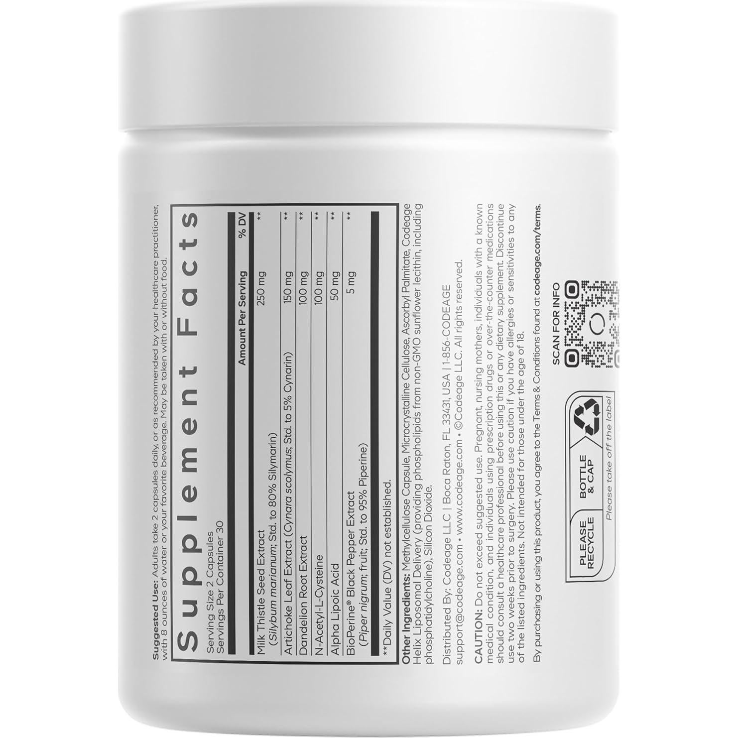 Suplemento Liposomal de Cardo Mariano Codeage 60 Cápsulas