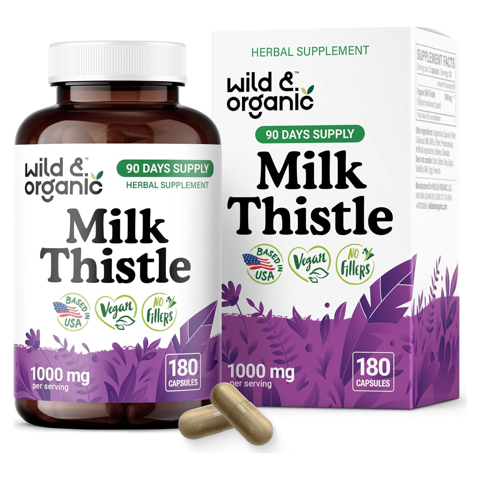 Cápsulas de Cardo Mariano Orgánico 1000mg - 180 Veganas