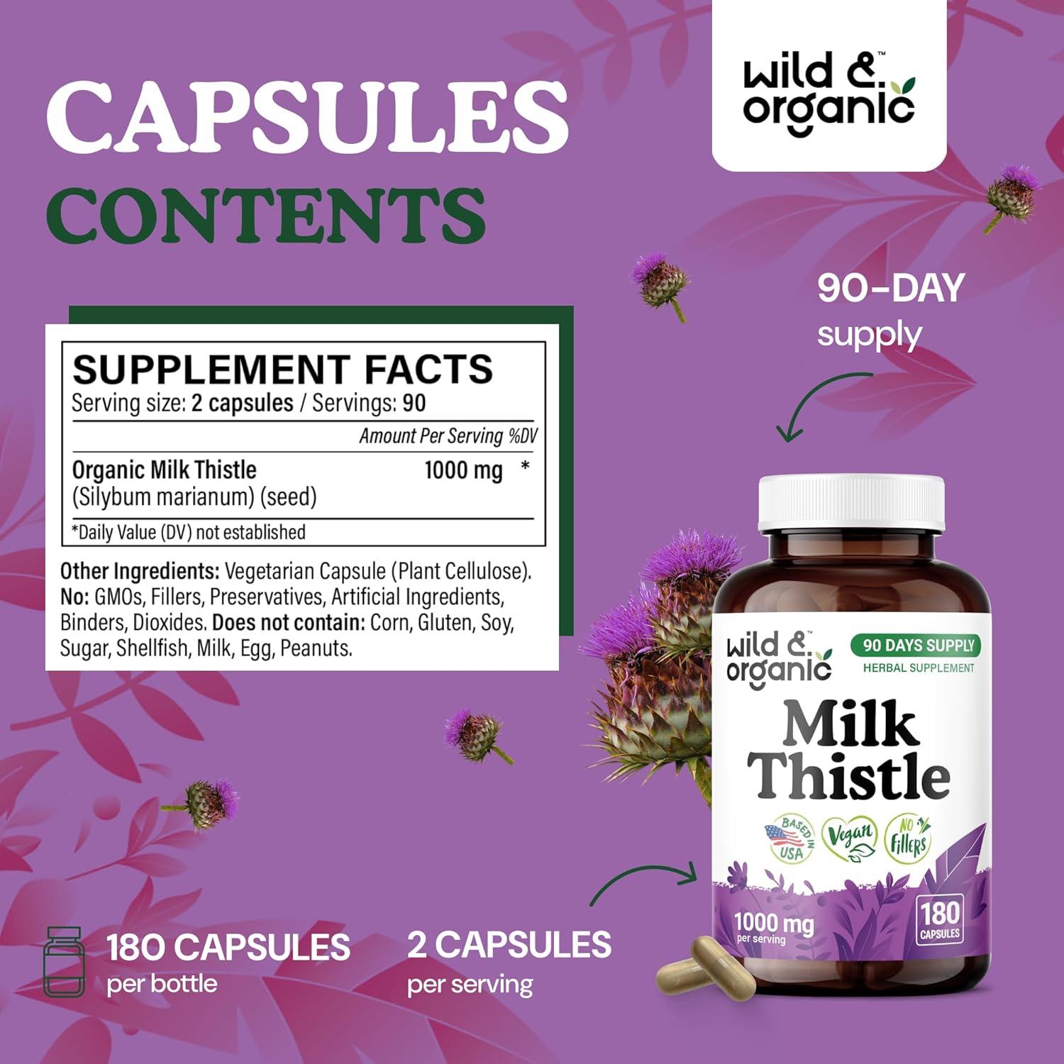 Cápsulas de Cardo Mariano Orgánico 1000mg - 180 Veganas