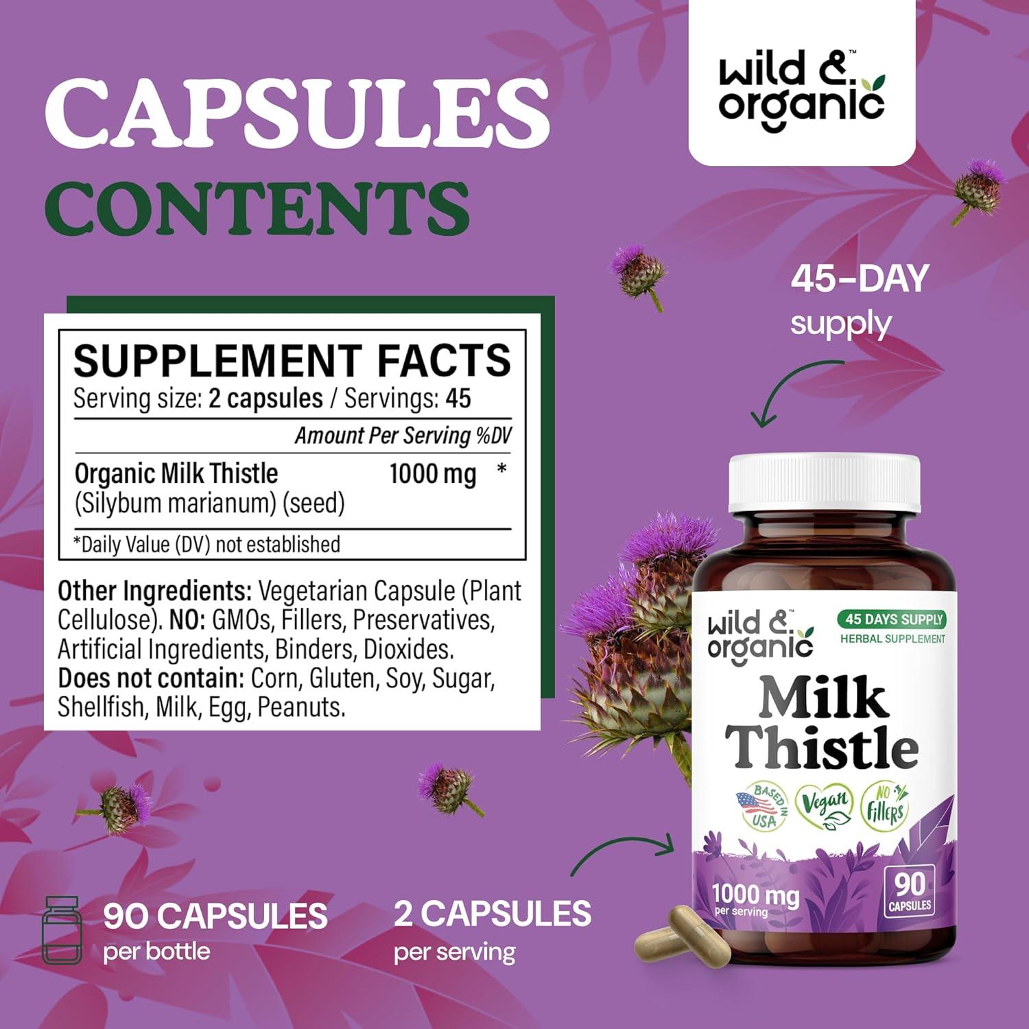 Cápsulas de Cardo Mariano Orgánico 1000mg - 90 Veganas