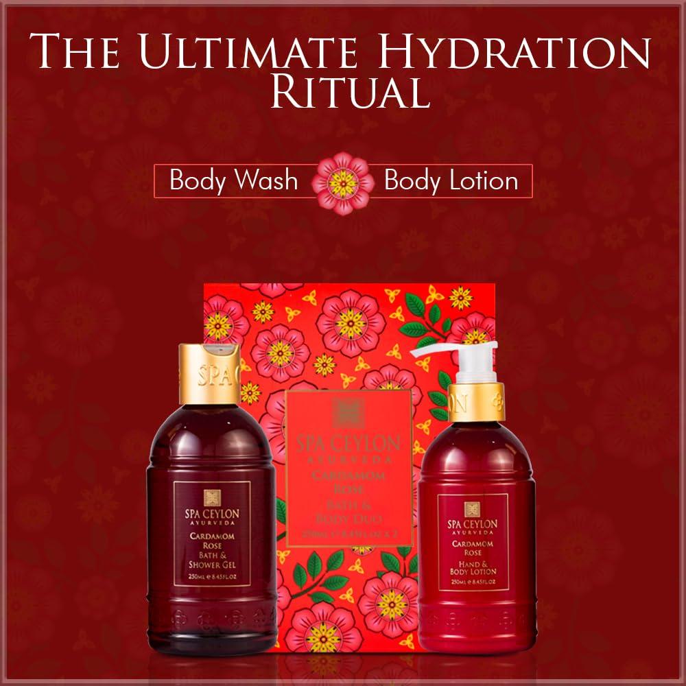Set de Baño Spa Ceylon Cardamomo Rosa 250ml x 2 - Gel y Loción