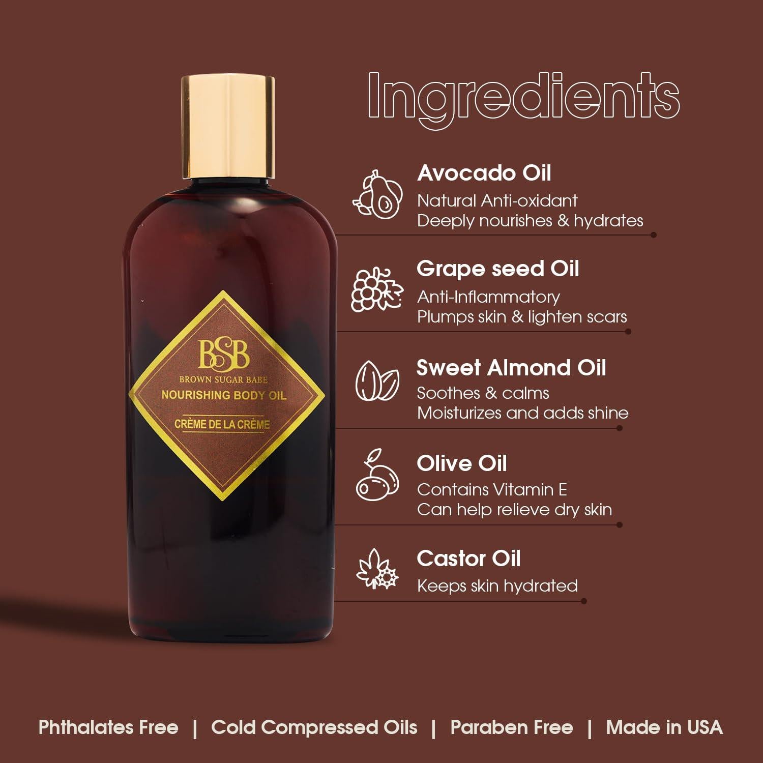 Aceite Corporal Crème de la Crème Brown Sugar Babe 160g