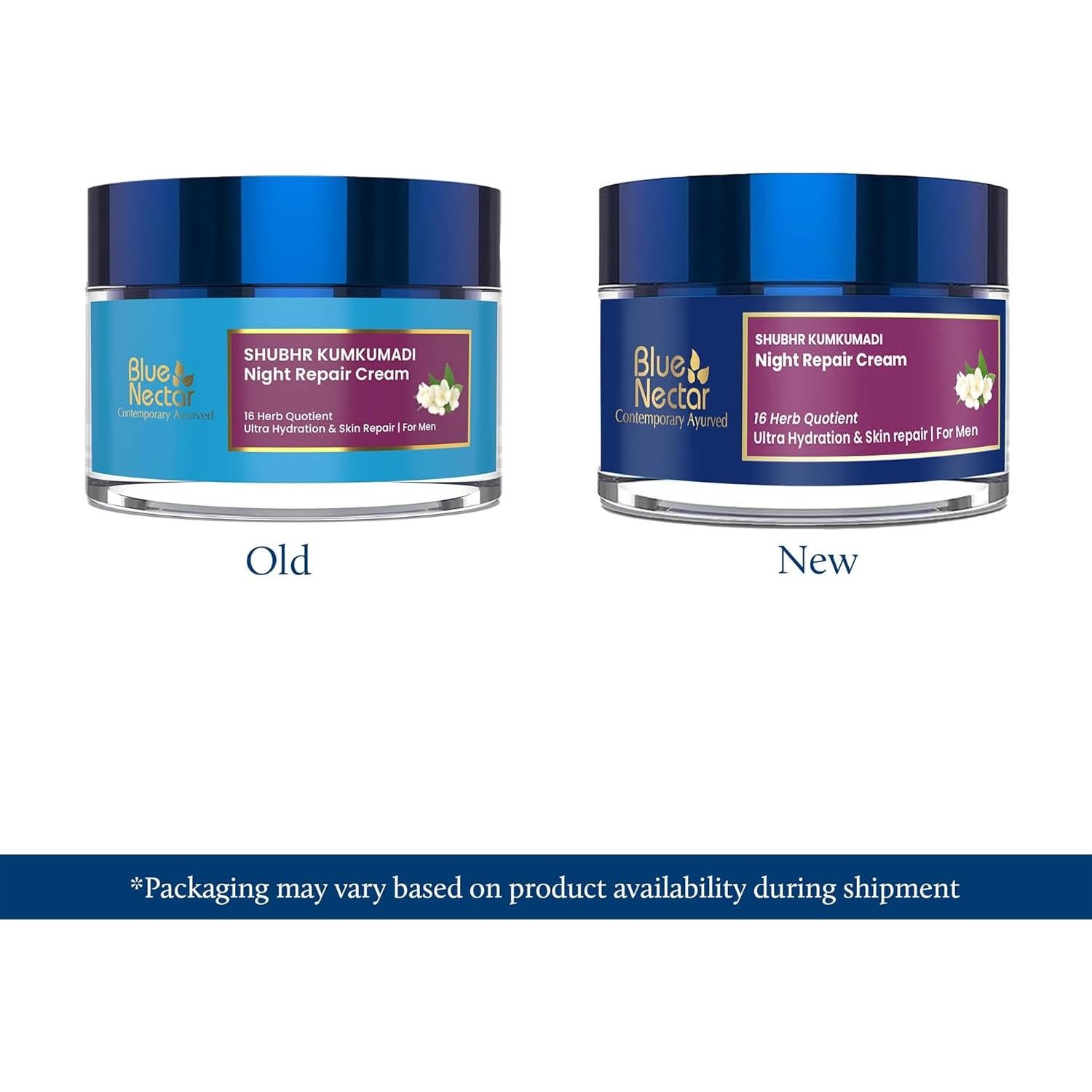 Crema Nocturna Kumkumadi Blue Nectar 50 ml - Hidratante Natural para Hombres