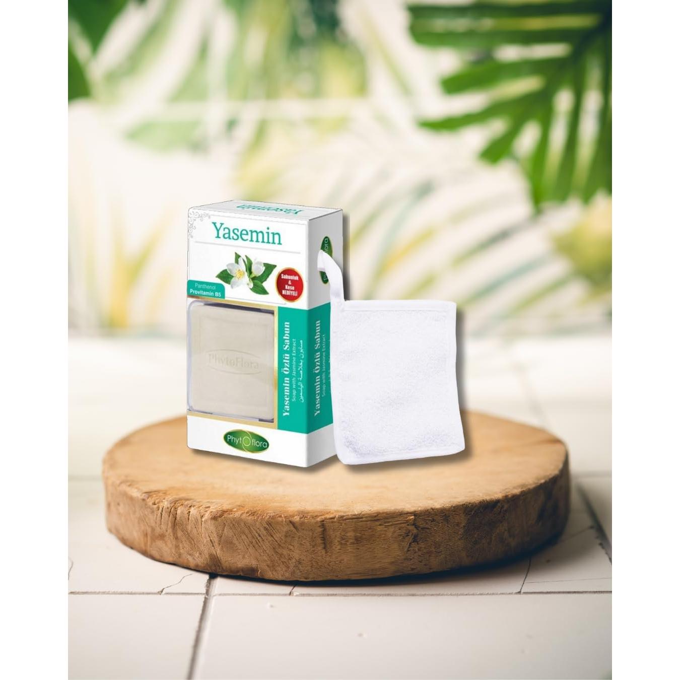 Set de Jabón Natural Jazmín 3 en 1 con Bandeja y Toallita