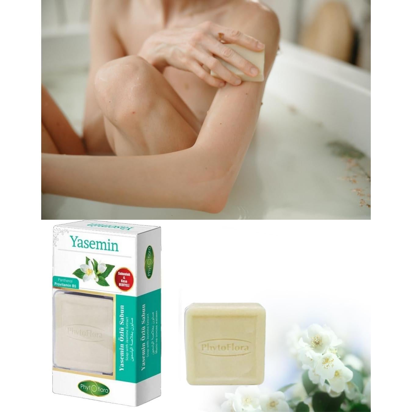 Set de Jabón Natural Jazmín 3 en 1 con Bandeja y Toallita