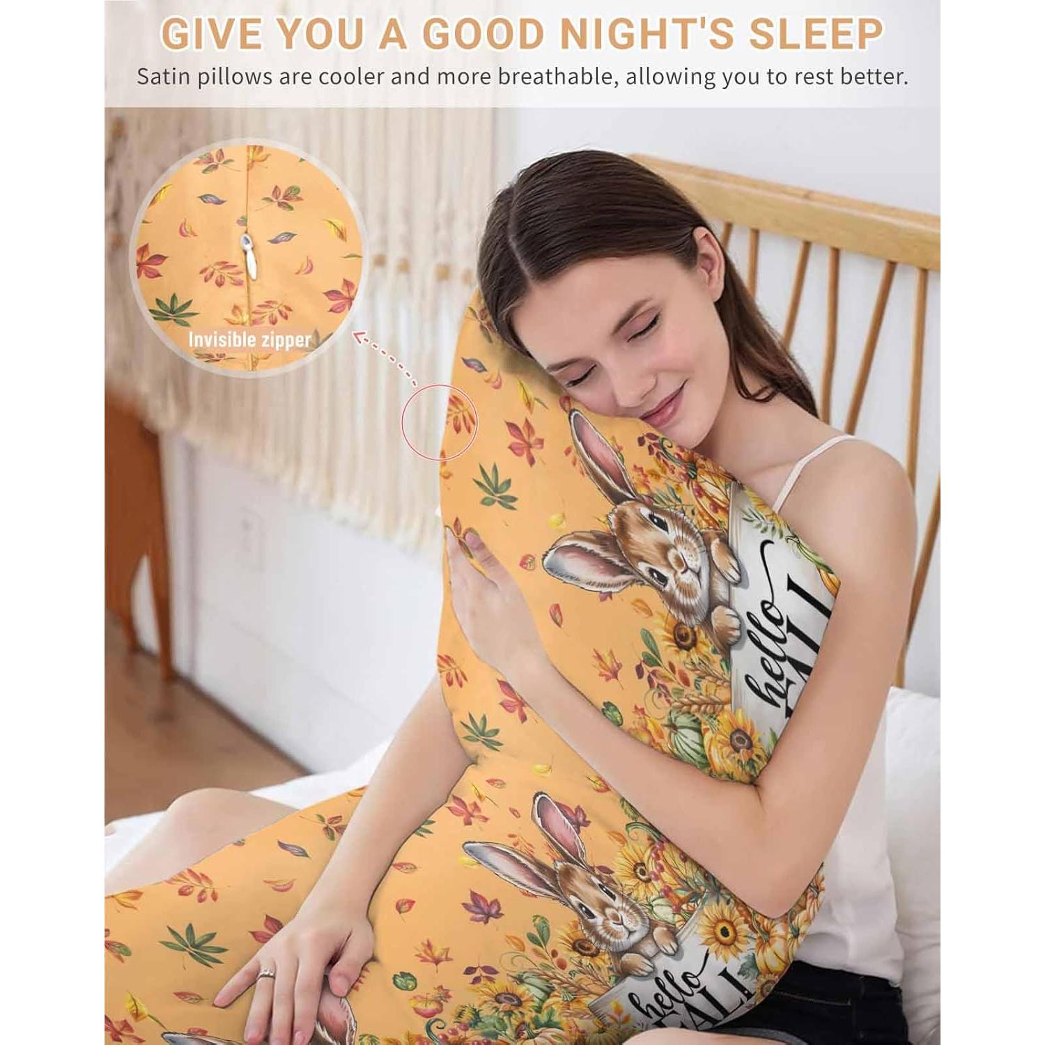 Funda de Almohada Larga de Satén Naranja mklilsorfe 137.2x50.8cm