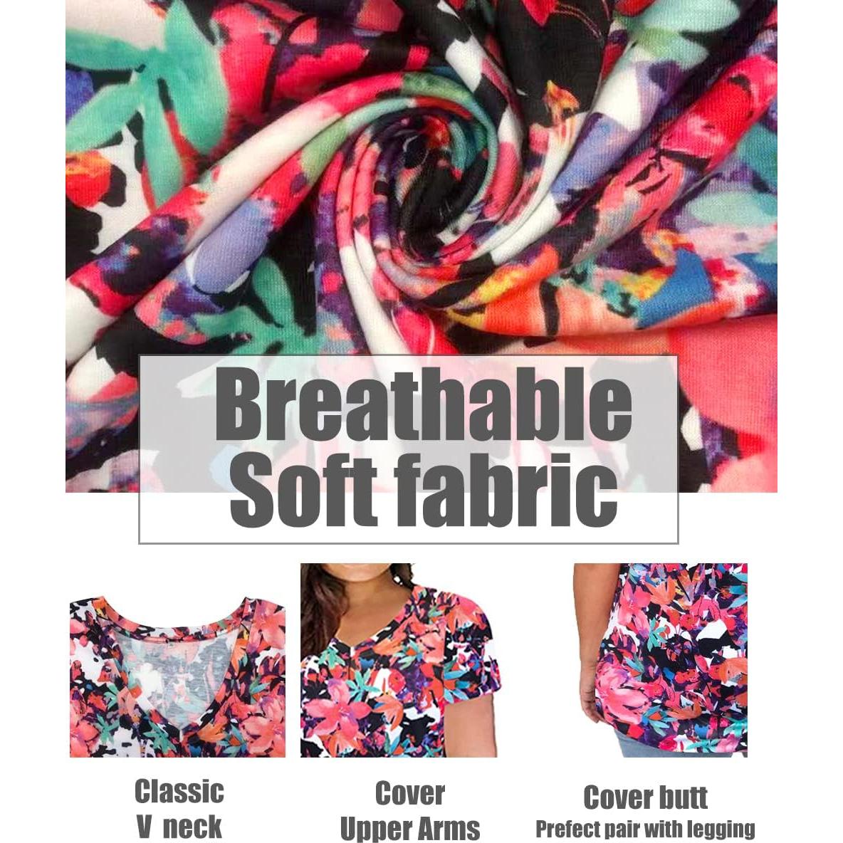 Camisetas de Verano para Mujeres Talla Grande XL-5XL Floral