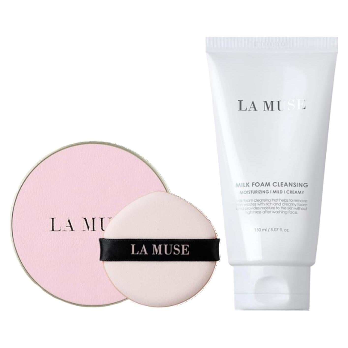 Dúo Glow Cushion Foundation y Limpiador Espumoso de Leche