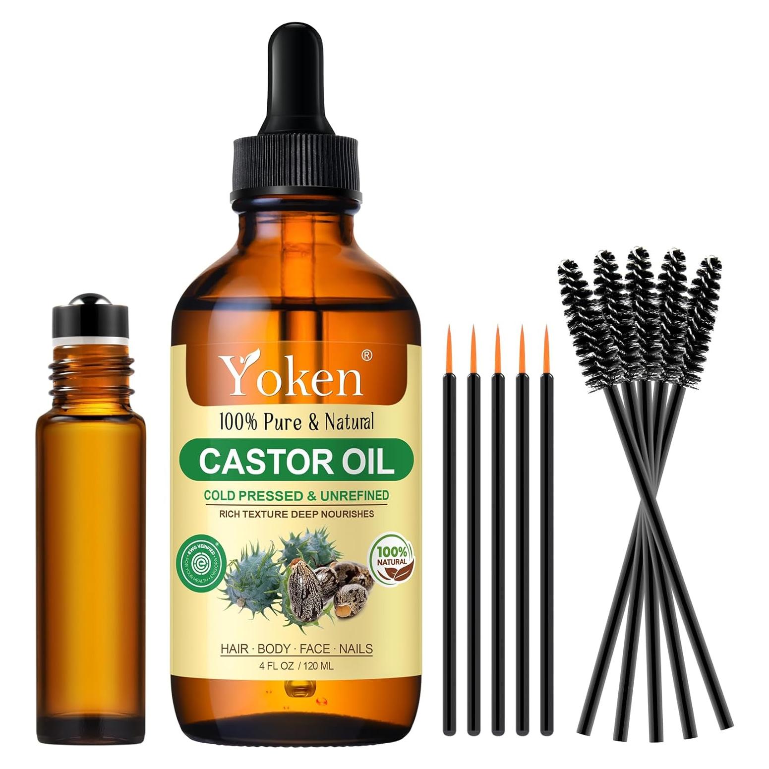 Aceite de Ricino Orgánico Yoken 118ml - Prensado en Frío, EWG Verificado