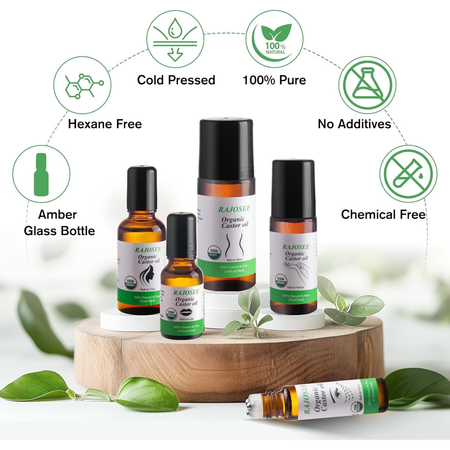 Set de 5 Piezas de Aceite de Ricino Orgánico Rajosee 100ml