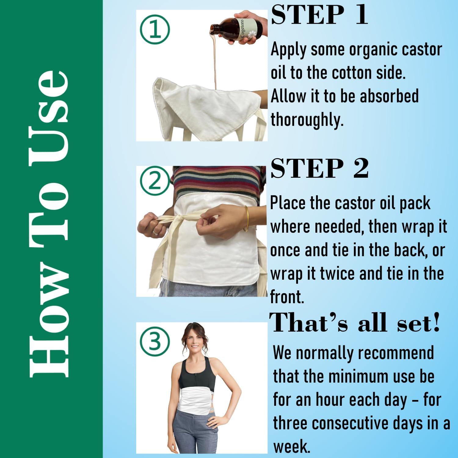 Kit de Compresas de Aceite de Ricino Cogetoro - 4 Piezas Orgánicas