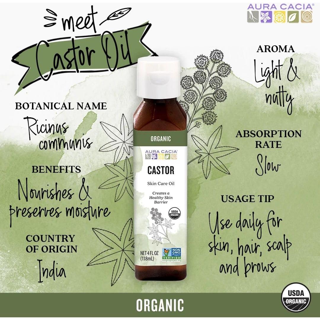 Aceite de Ricino Orgánico Aura Cacia 2 Paquetes 118 ml