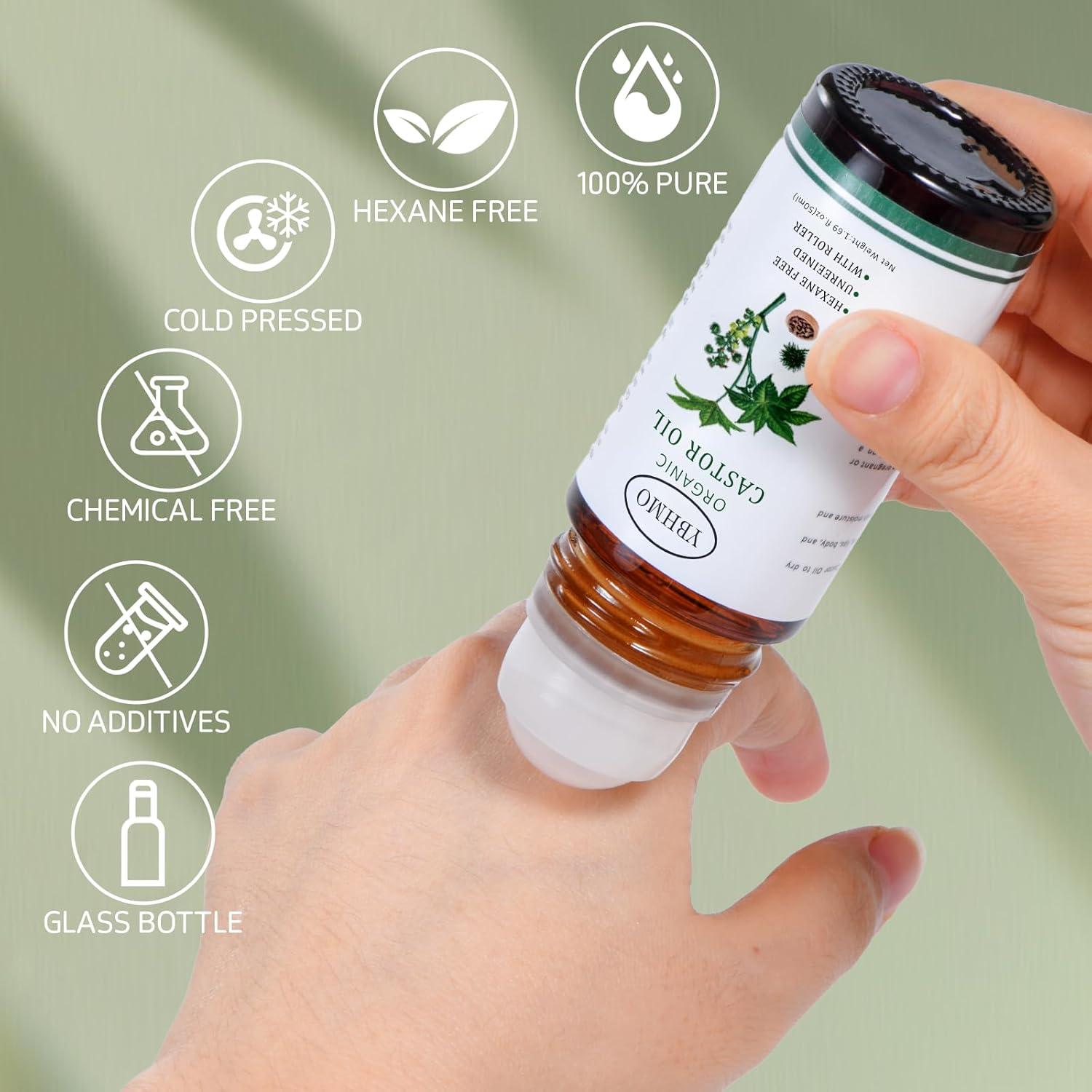 Aceite de Ricino Orgánico YBHMO 50 ml - Prensado en Frío Roll-On