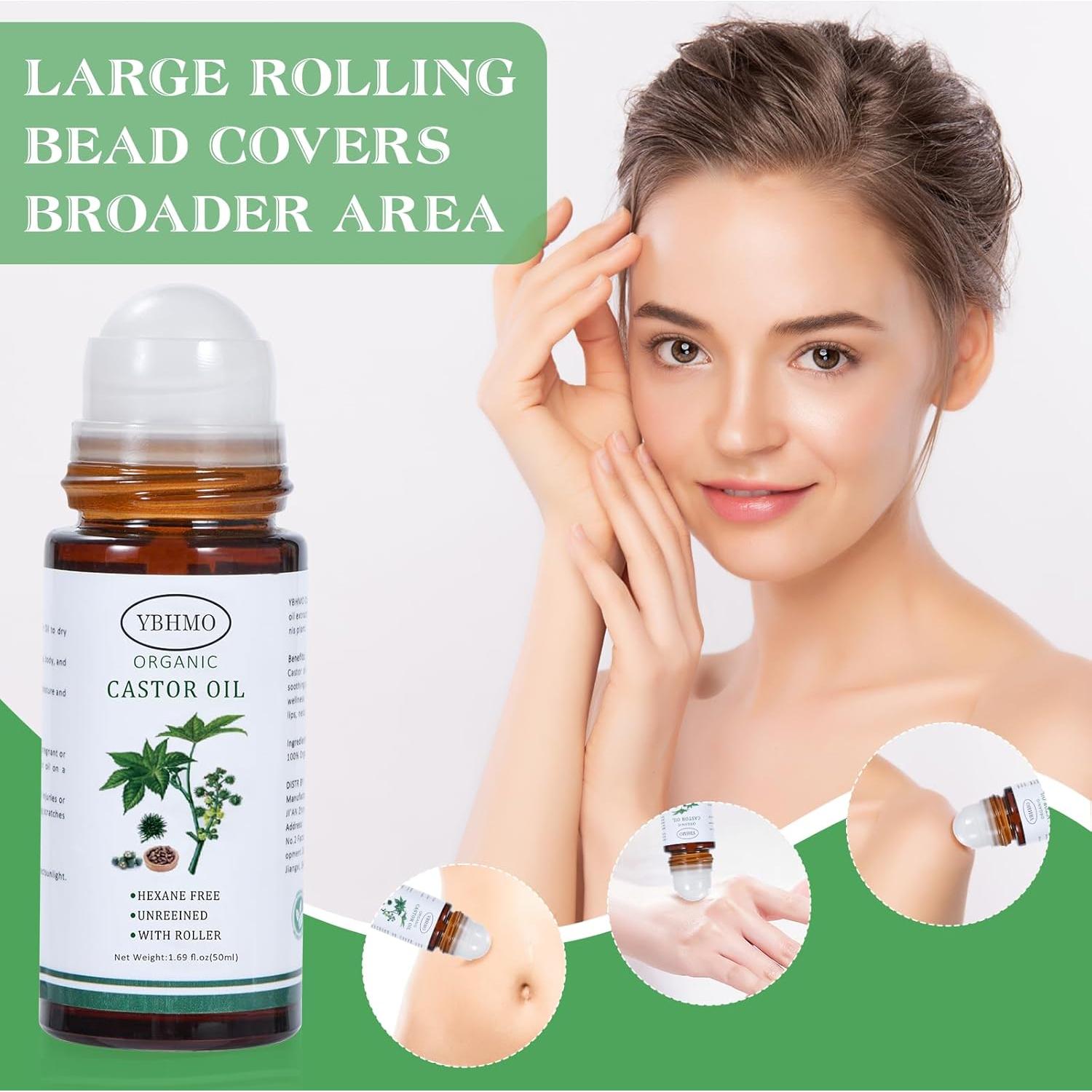 Aceite de Ricino Orgánico YBHMO 50 ml - Prensado en Frío Roll-On