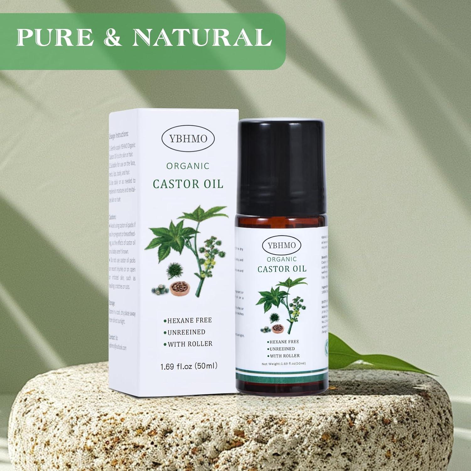 Aceite de Ricino Orgánico YBHMO 50 ml - Prensado en Frío Roll-On